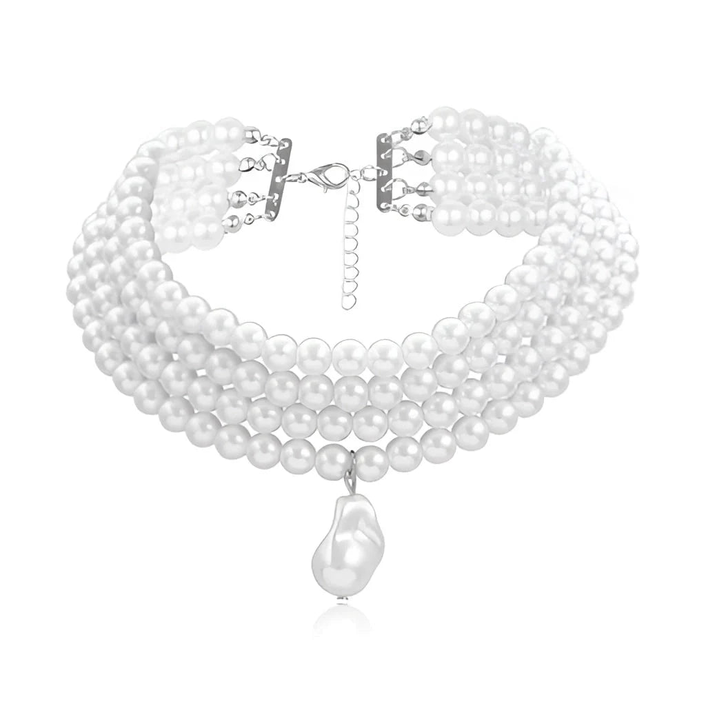 Elegant Bridal Pearl Choker Necklace with Gold Clasp
 - ModishWorld