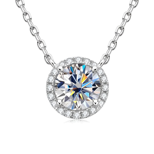 Elegant Round Halo Diamond Necklace in White Gold – High Clarity
 - ModishWorld