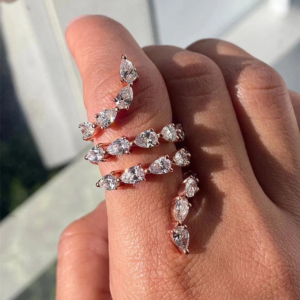 Elegant Marquise Diamond Snake Ring - One-of-a-Kind Bridal Accessory
 - ModishWorld