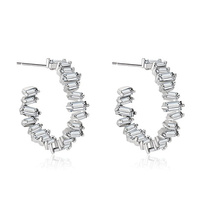 Elegant Bridal Hoop Earrings: Luxury White Gold with Baguette Diamonds
 - ModishWorld