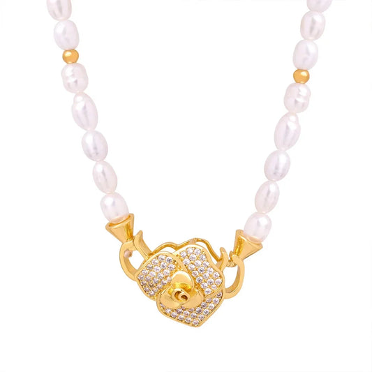 Elegant Multi-Strand Pearl Necklace with Gold Lion Charm
 - ModishWorld