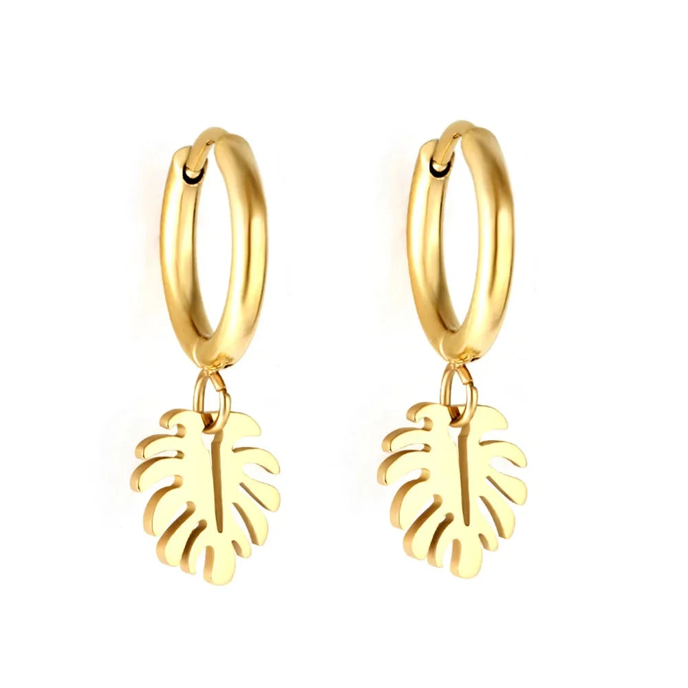 Minimalist Leaf Hoop Earrings in Gold or Silver – LuxusSteel
 - ModishWorld