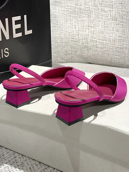Women's Designer Magenta Thong Sandals with Luxury Block Heels
 - ModishWorld