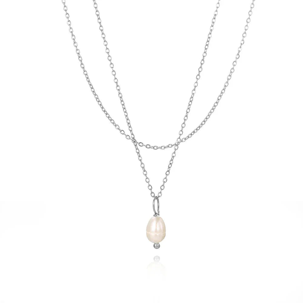 Gold Layered Pearl Necklace, Minimalist and Hypoallergenic
 - ModishWorld