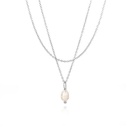 Gold Layered Pearl Necklace, Minimalist and Hypoallergenic
 - ModishWorld