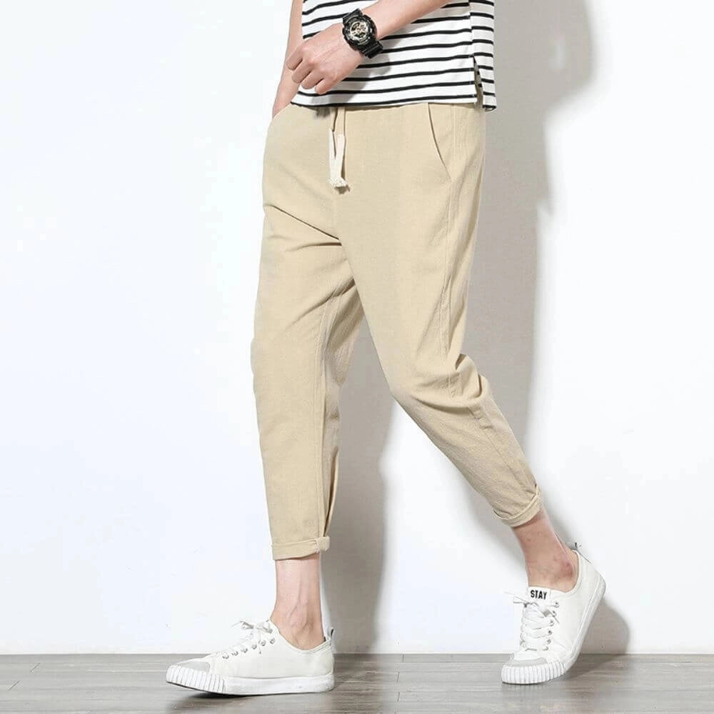 Beige Slim-Fit Men's Joggers: Casual Streetwear
 - ModishWorld