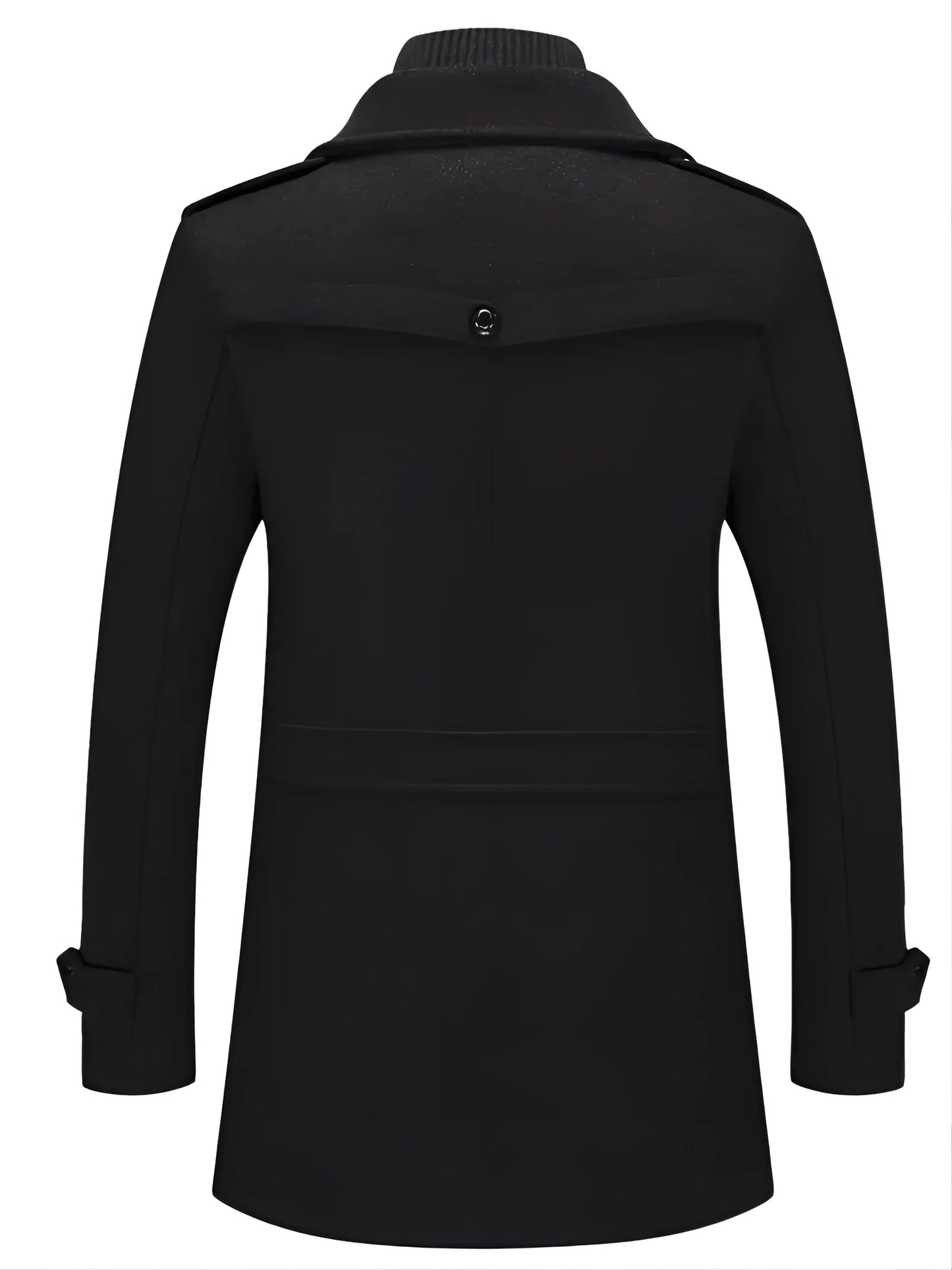 Classic Men's Black Wool Peacoat: Double-Breasted & Formal Winter Wear
 - ModishWorld