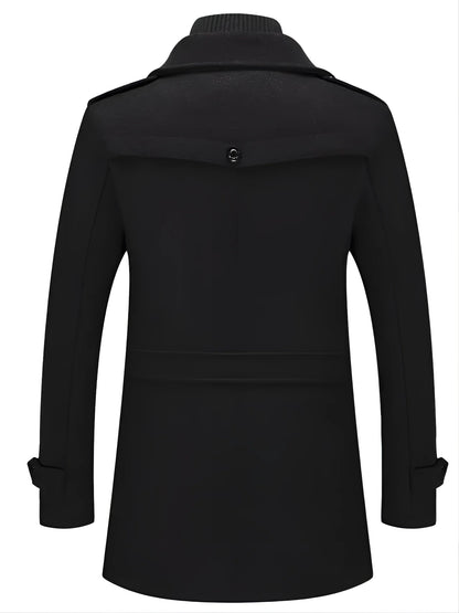 Classic Men's Black Wool Peacoat: Double-Breasted & Formal Winter Wear
 - ModishWorld