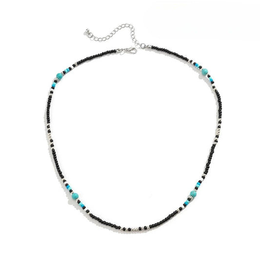 Adjustable Turquoise Bead Necklace in Boho Surfer Style
 - ModishWorld
