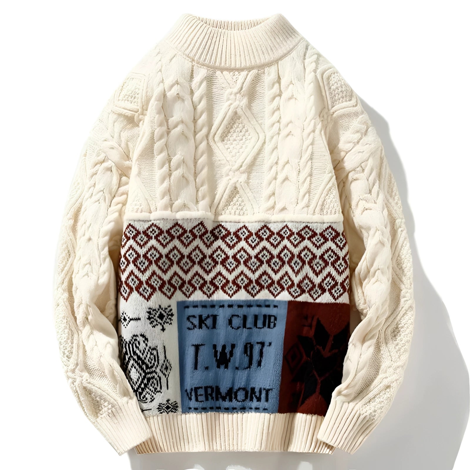 Woolen Men's Cable Knit Ski Sweater for Winter
 - ModishWorld