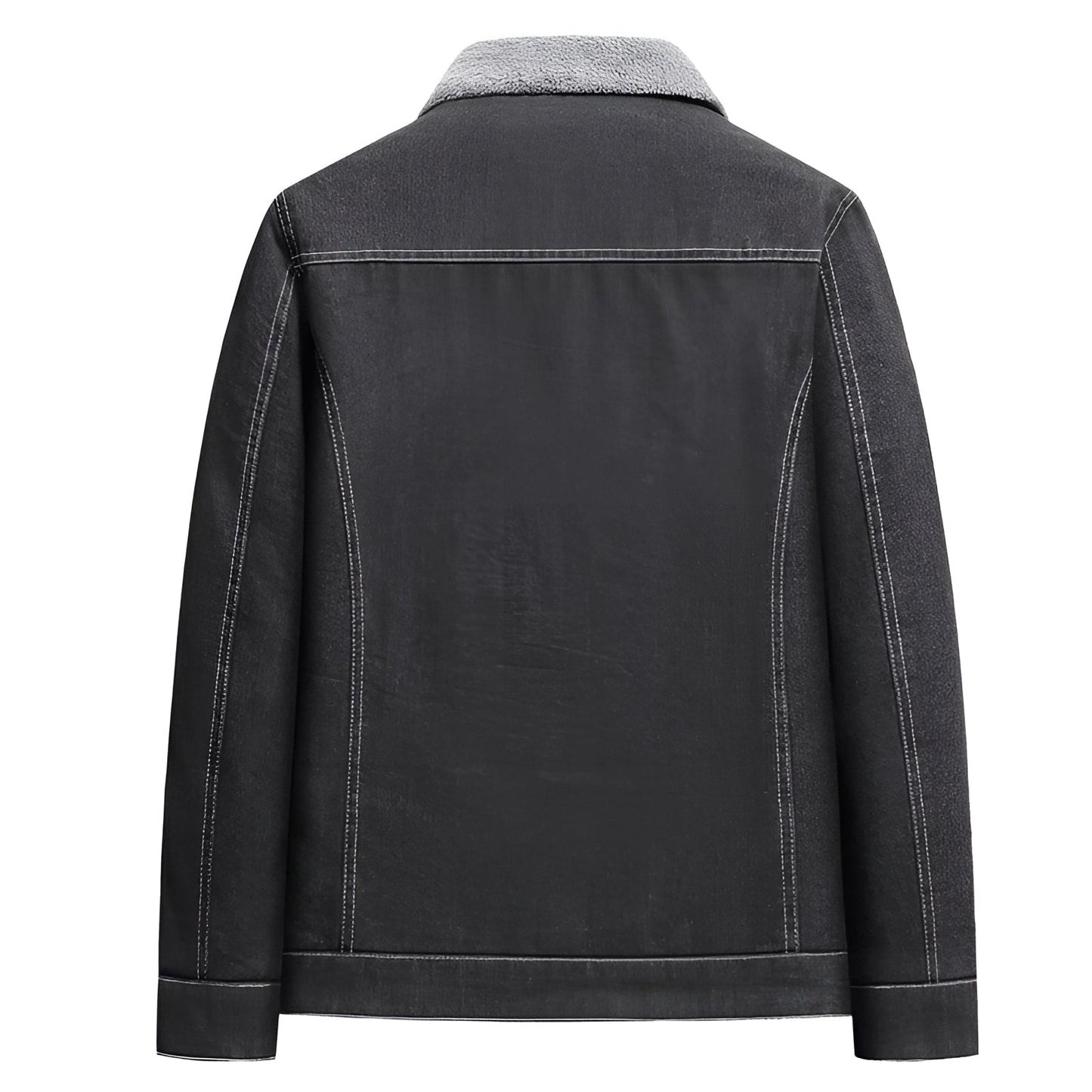 Tailored-Fit Men's Denim Jacket with Sherpa Collar, Dark Wash
 - ModishWorld