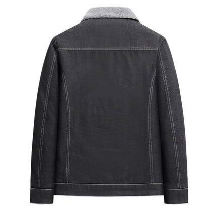 Tailored-Fit Men's Denim Jacket with Sherpa Collar, Dark Wash
 - ModishWorld
