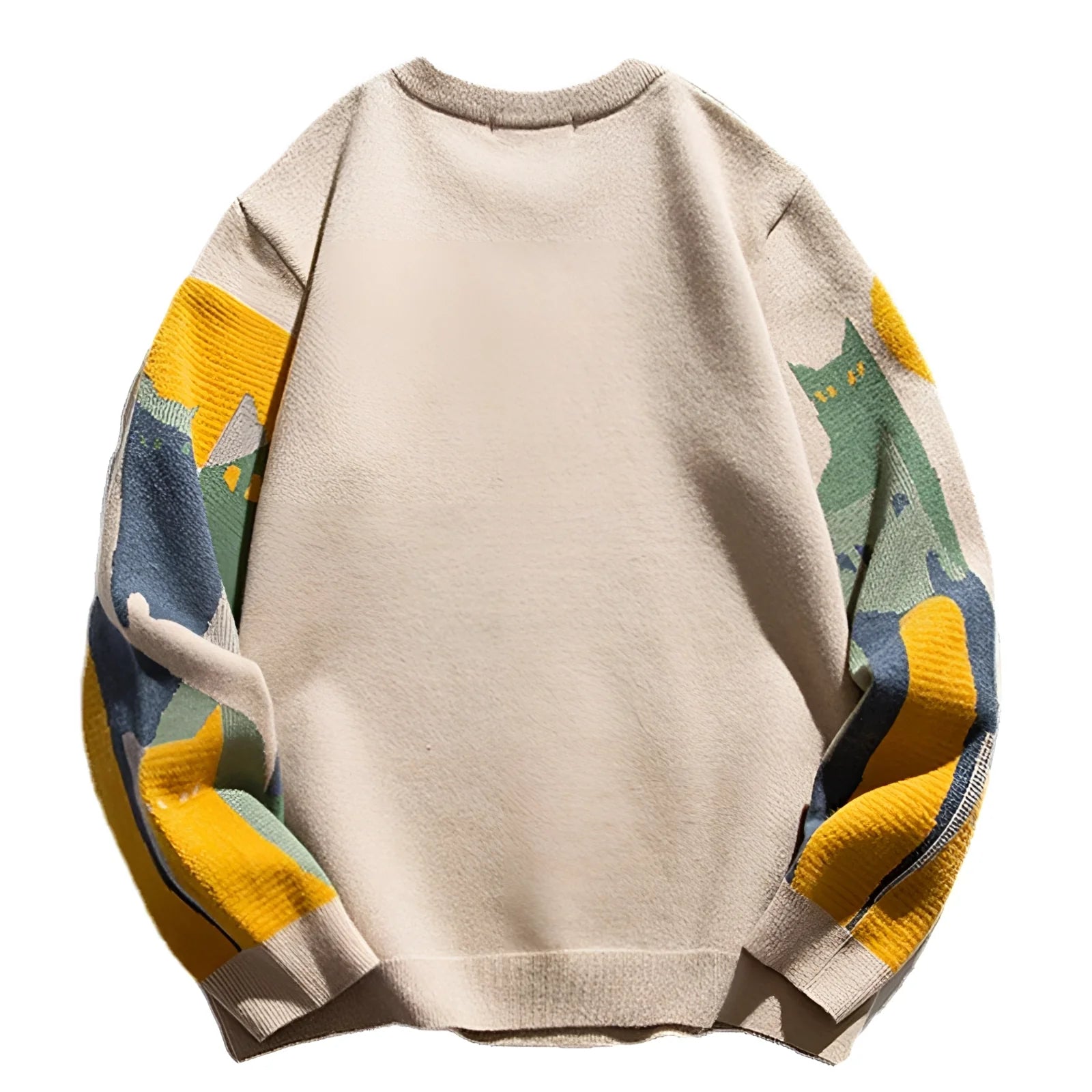 Men's Crew Neck Sweater: Abstract Color Block Print for Fall
 - ModishWorld