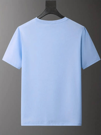 Casual Summer T-Shirt for Men, Light Blue, Short Sleeve
 - ModishWorld