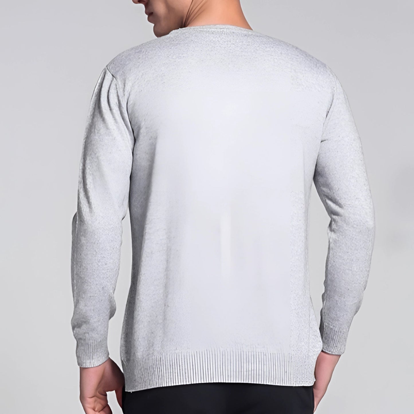 Soft, Ribbed Men's Winter Crew Neck Sweater in Light Grey
 - ModishWorld