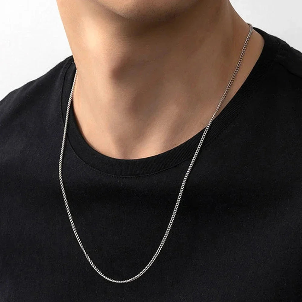 Sleek, Durable, Lightweight Hypoallergenic Silver Men's Necklace
 - ModishWorld