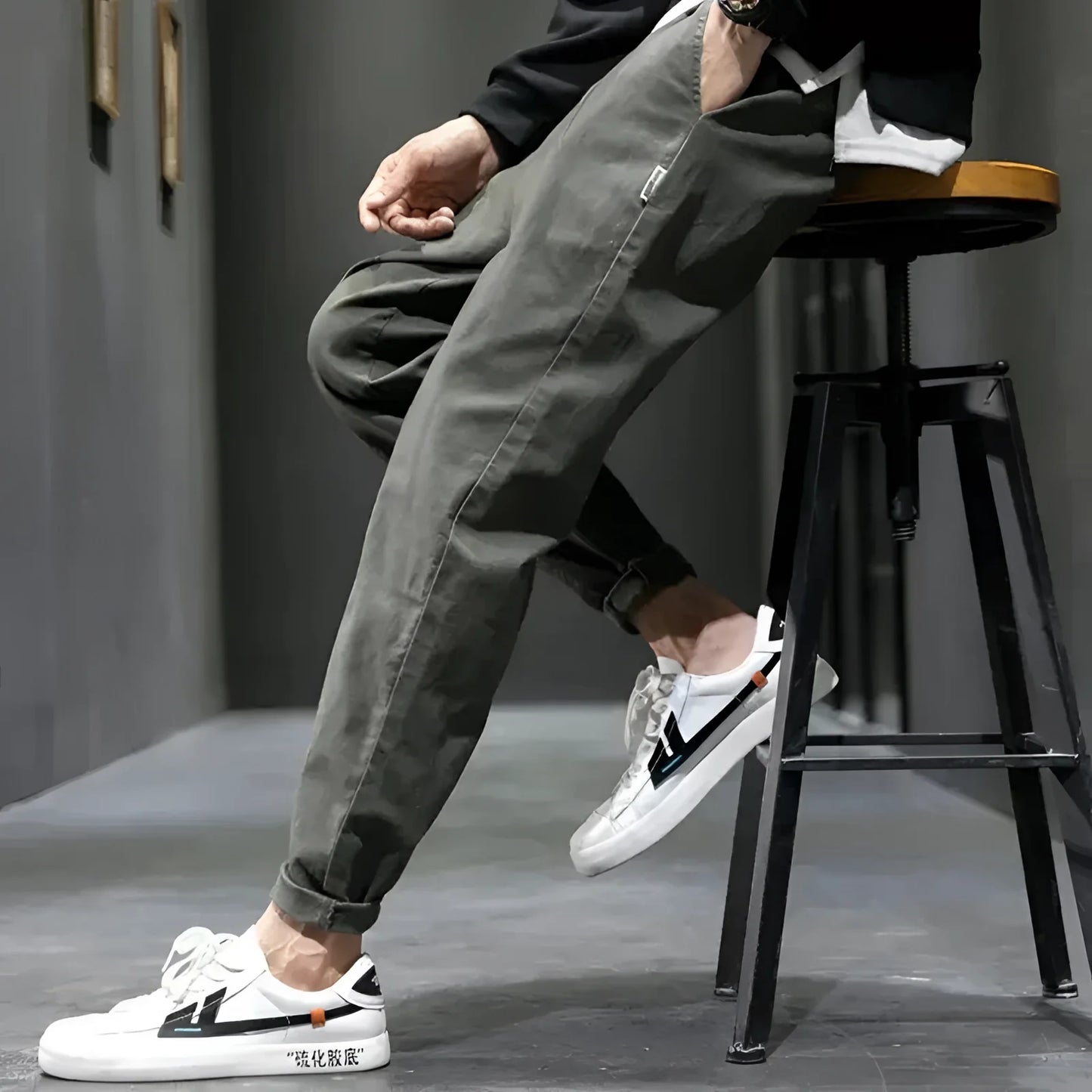 Olive Green Cargo Pants for Men: Relaxed Fit with Zipper Pocket, Urban Style
 - ModishWorld