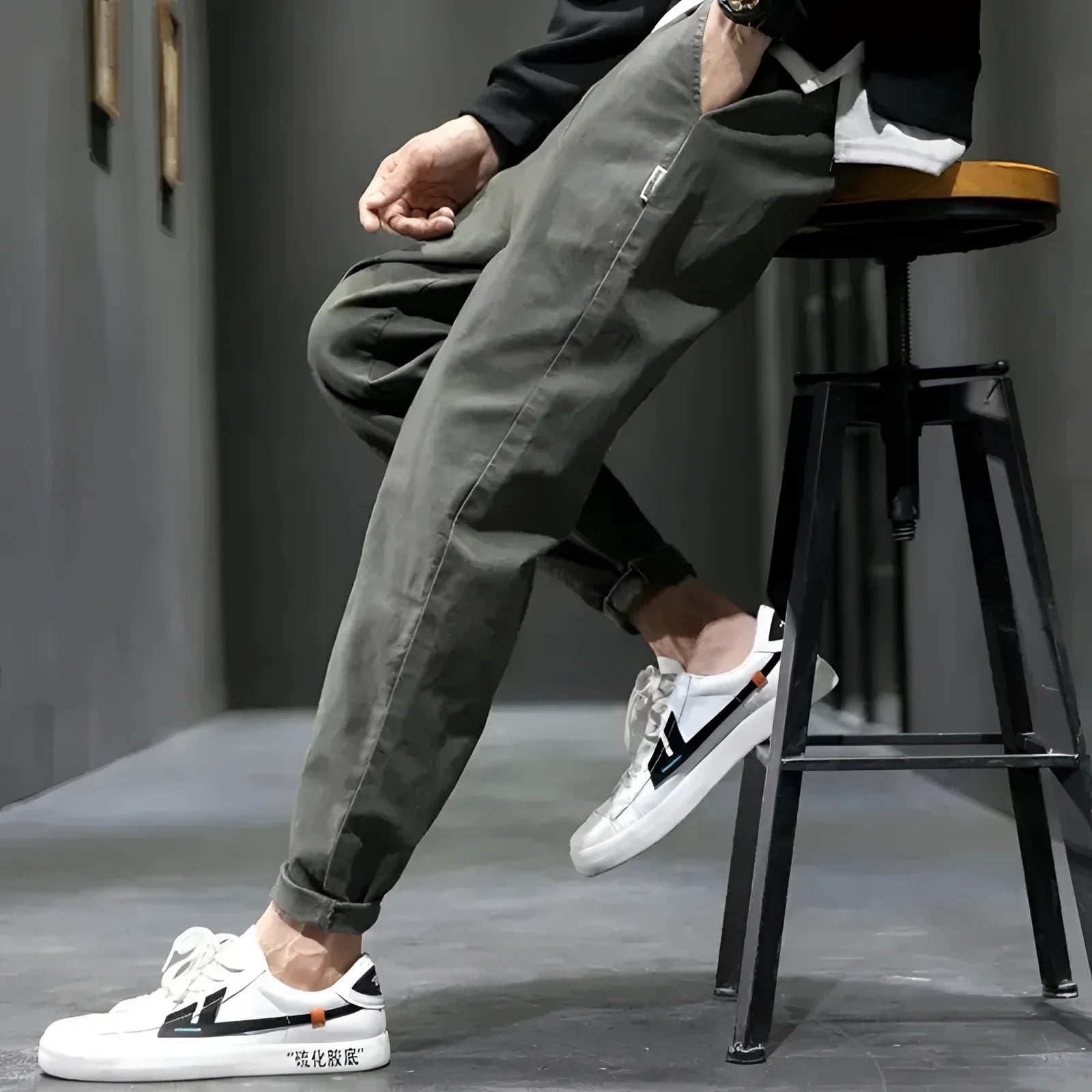 Olive Green Cargo Pants for Men: Relaxed Fit with Zipper Pocket, Urban Style
 - ModishWorld