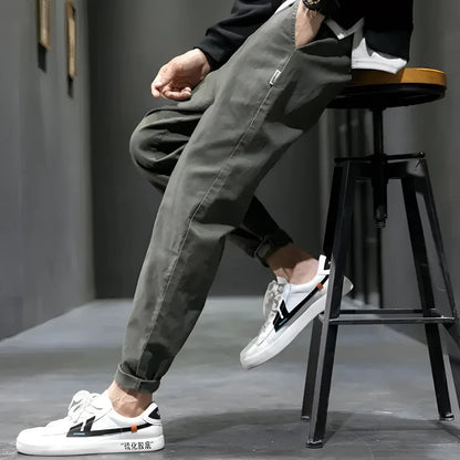 Olive Green Cargo Pants for Men: Relaxed Fit with Zipper Pocket, Urban Style
 - ModishWorld