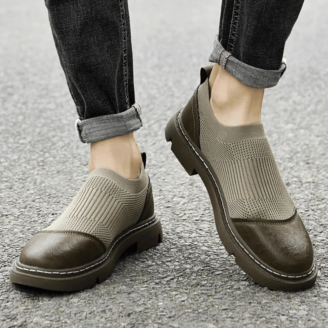 Olive Green Mesh Loafers for Men: Lightweight & Easy Slip-On Walking Shoes
 - ModishWorld