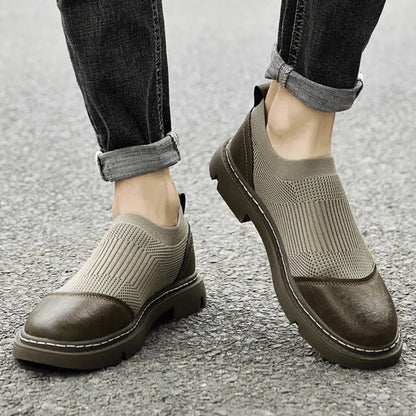 Olive Green Mesh Loafers for Men: Lightweight & Easy Slip-On Walking Shoes
 - ModishWorld