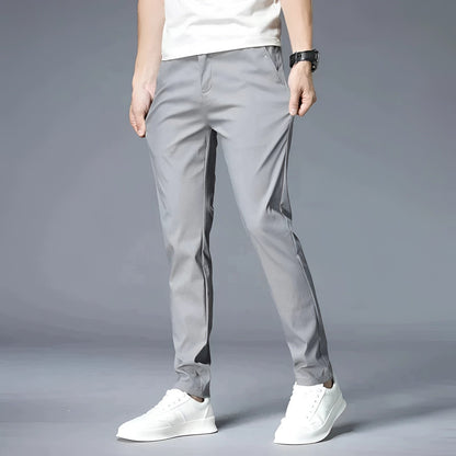 Stylish Grey Tapered Trousers for Men - Slim Fit Casual Pants
 - ModishWorld
