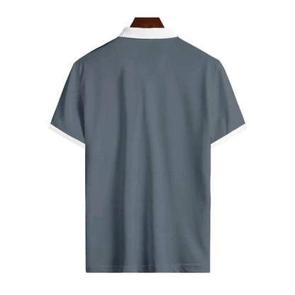 Gray Men's Polo Shirt with Contrast Collar and Breathable Material
 - ModishWorld