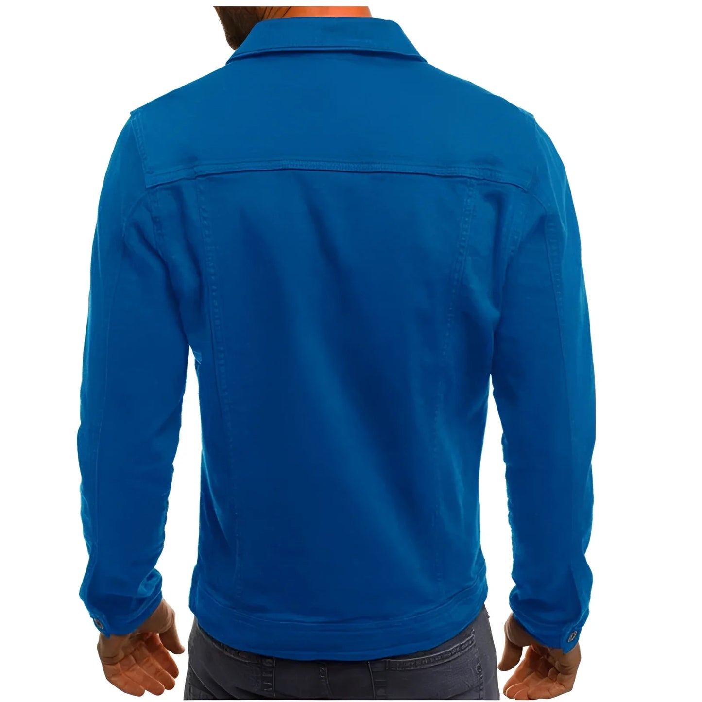 Blue Men's Dress Shirt, Tailored Fit, Solid Color, Button Cuffs, Pocketless
 - ModishWorld