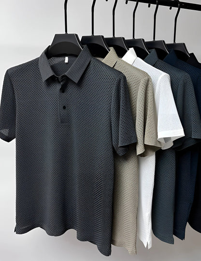 Lightweight Breathable Men's Waffle Knit Golf Polo Shirt for Summer
 - ModishWorld