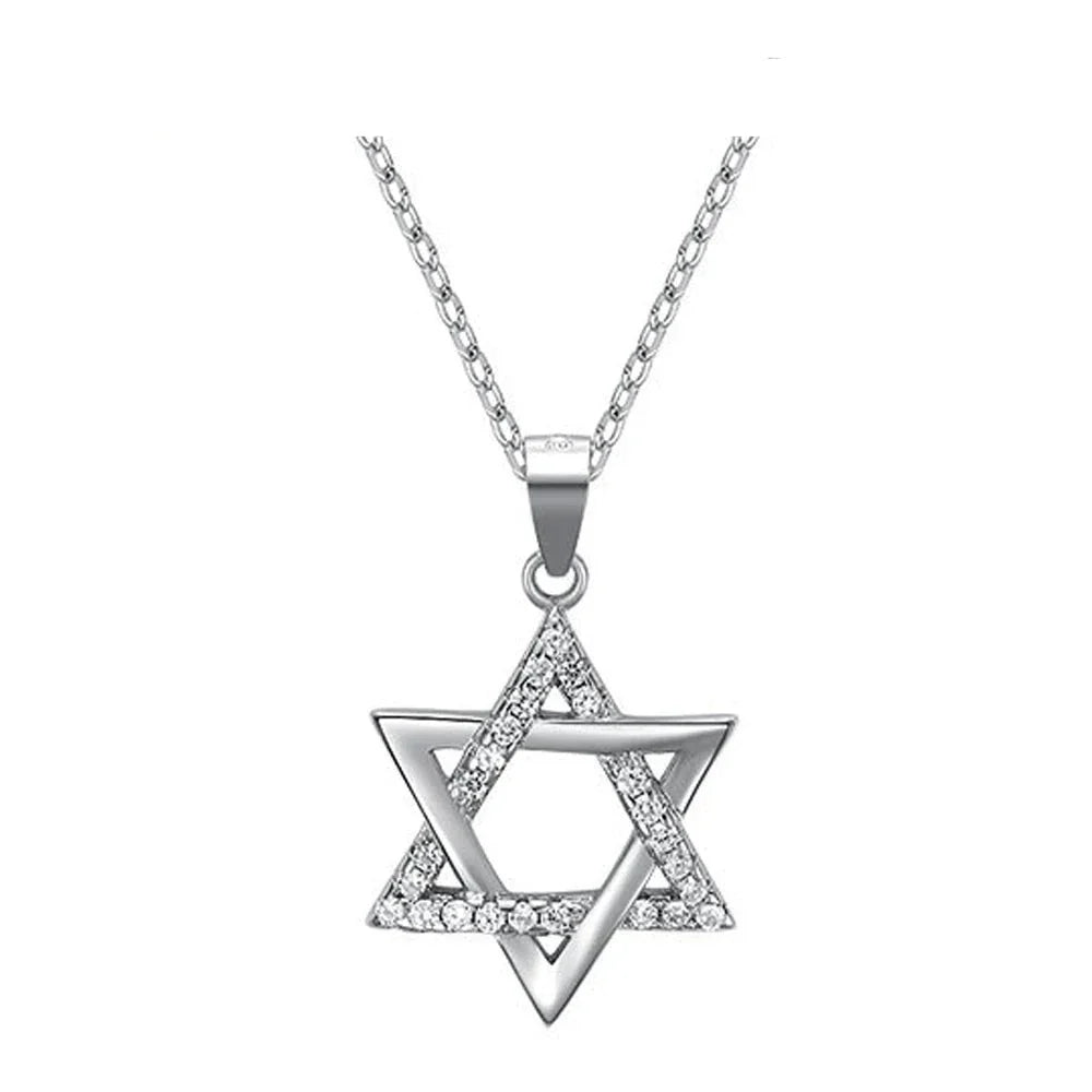 Star of David Necklace in 925 Sterling Silver with Cubic Zirconia – Hypoallergenic, by Monkton
 - ModishWorld
