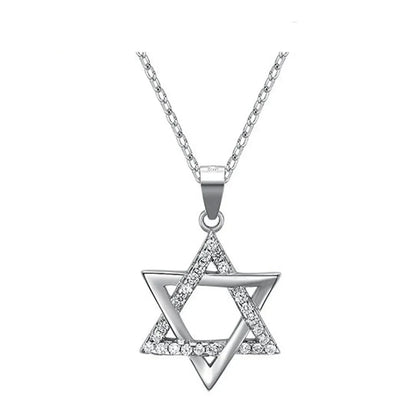 Star of David Necklace in 925 Sterling Silver with Cubic Zirconia – Hypoallergenic, by Monkton
 - ModishWorld