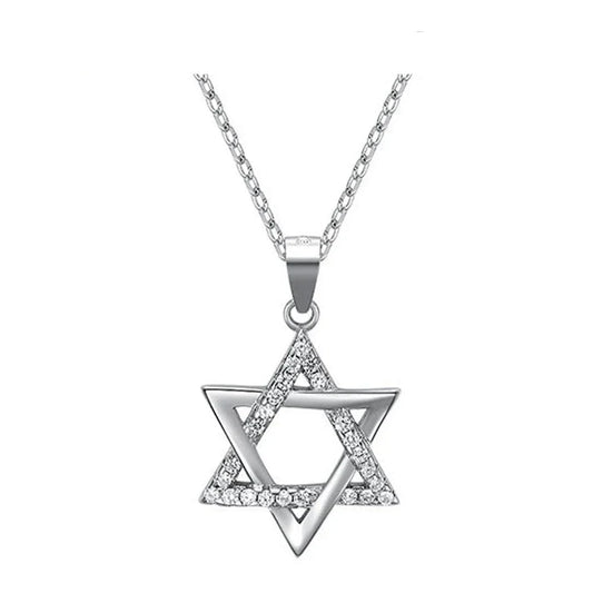 Star of David Necklace in 925 Sterling Silver with Cubic Zirconia – Hypoallergenic, by Monkton
 - ModishWorld