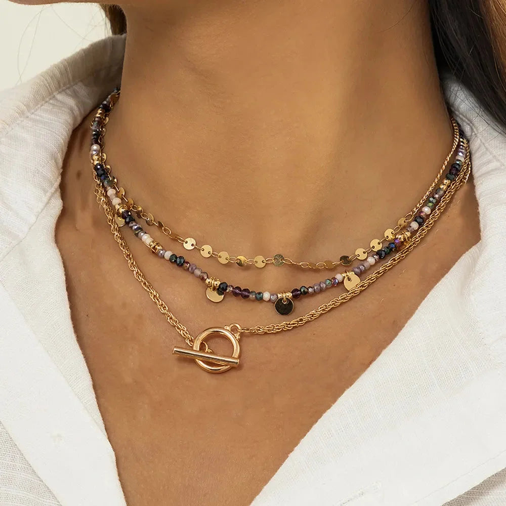 Layered Beaded and Gold Choker Necklace – Stylish Gift for Women
 - ModishWorld