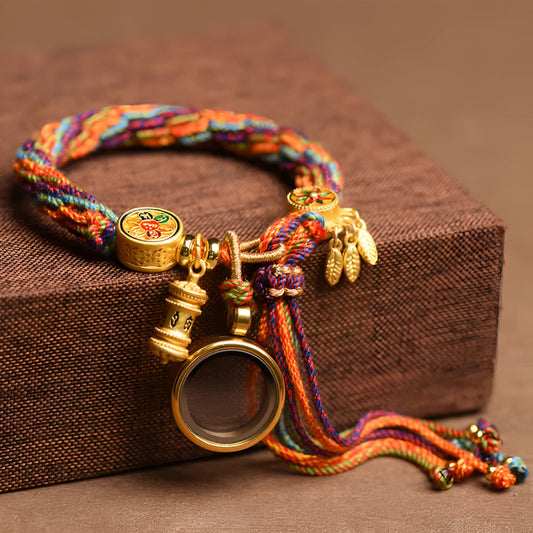Boho Multicolor Braided Bracelet with Ethnic Charm and Adjustable Tassel
 - ModishWorld