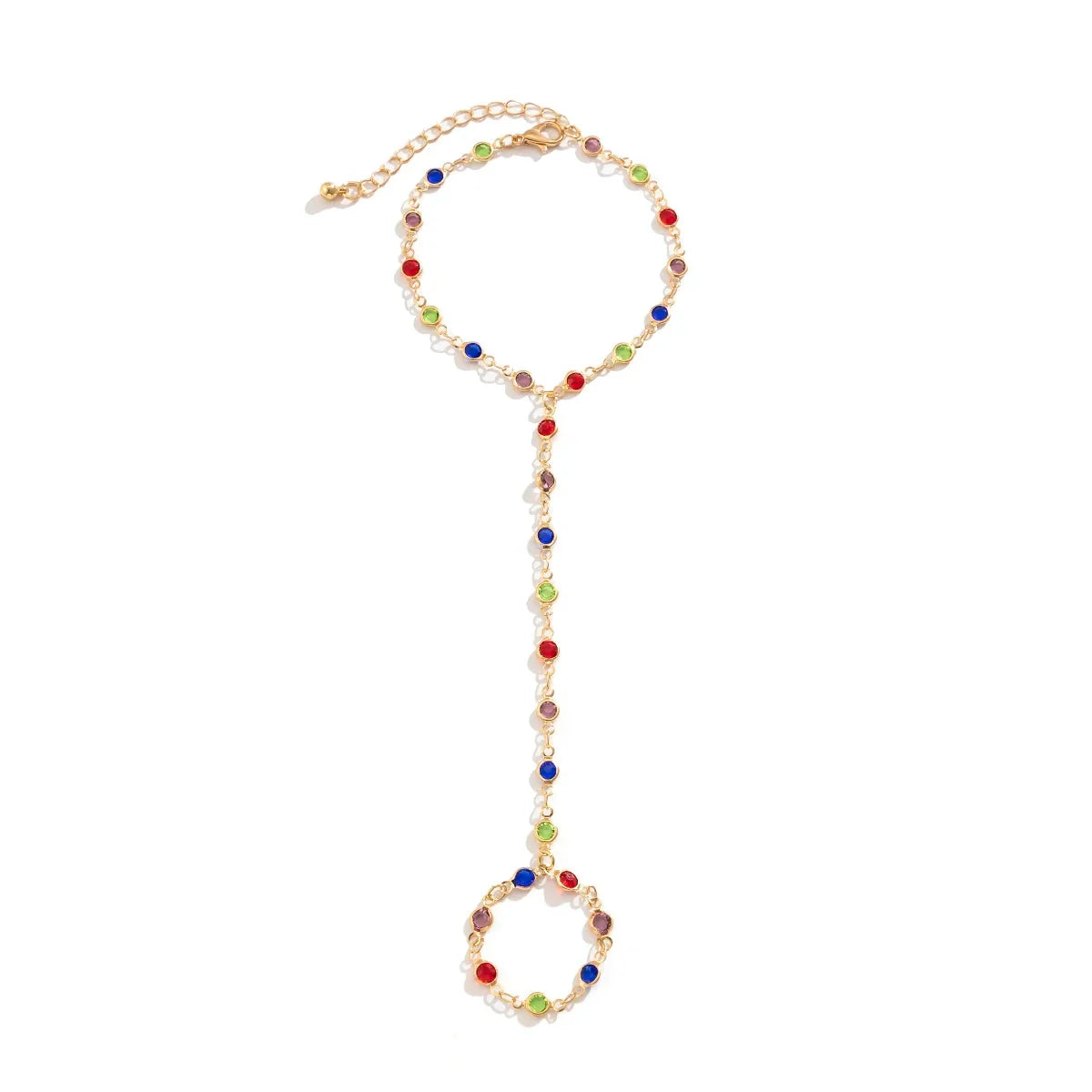 Elegant Adjustable Gold Chain Bracelet with Multicolor Gemstones - Women's Jewelry
 - ModishWorld