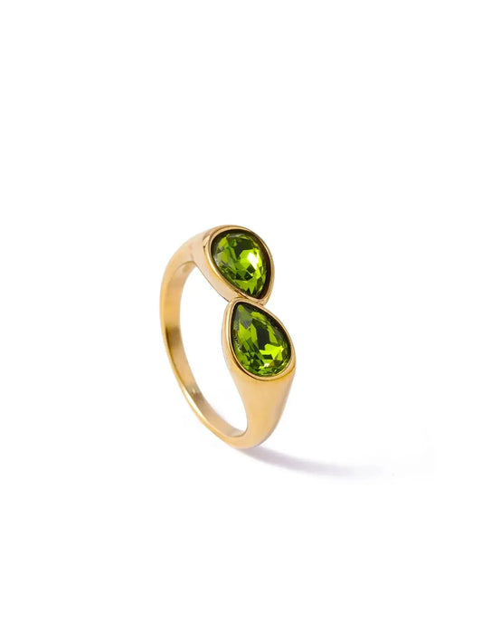 Luxury 14K Gold-Plated Birthstone Rings with Multicolor Teardrop Design
 - ModishWorld