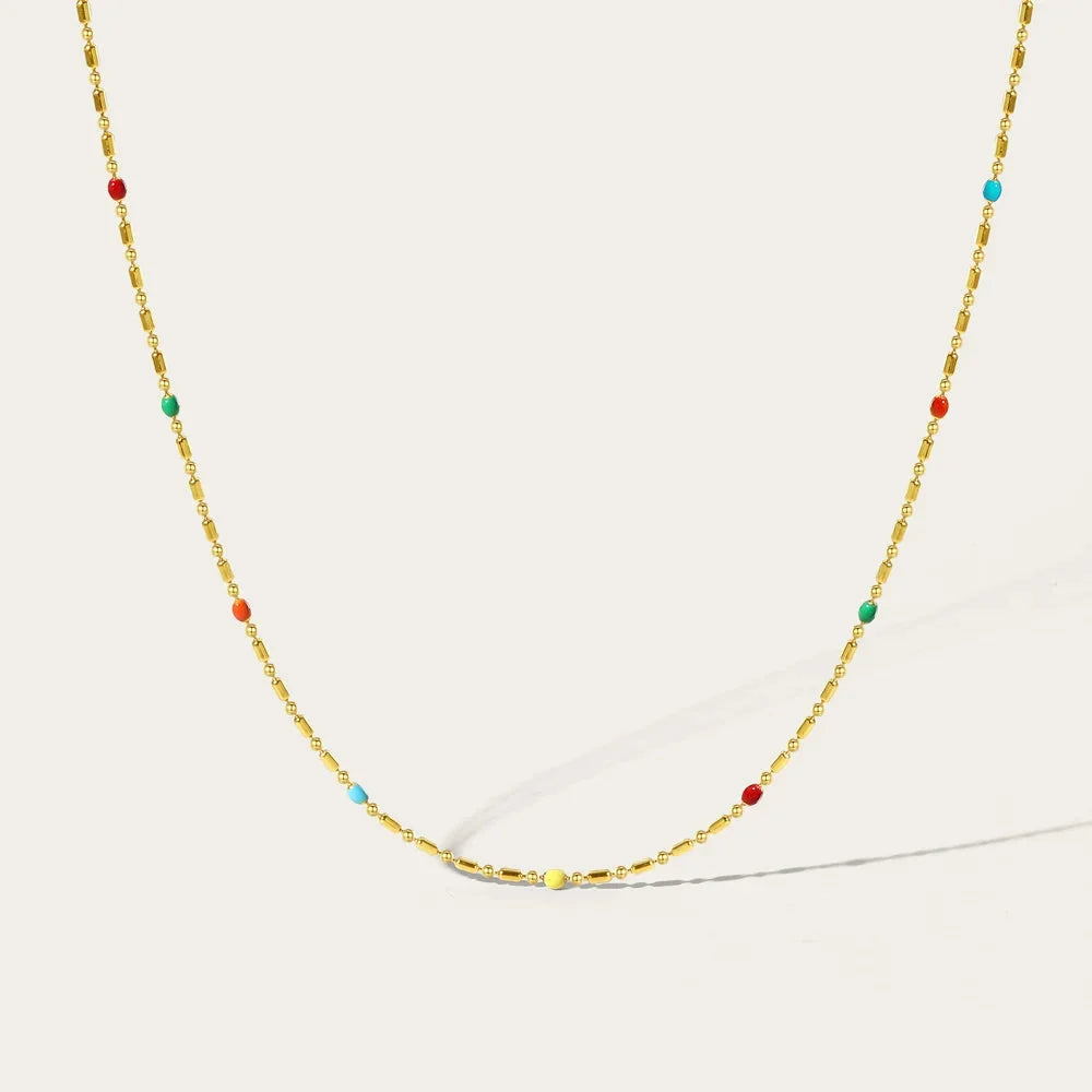 Elegant YA-CHAN Original Gold Necklace with Multicolored Gemstones
 - ModishWorld