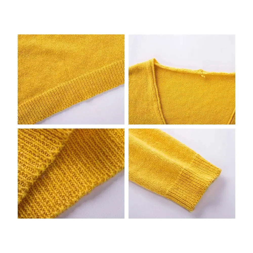 Cozy Mustard Yellow Knit Crew Neck Sweater for Winter
 - ModishWorld