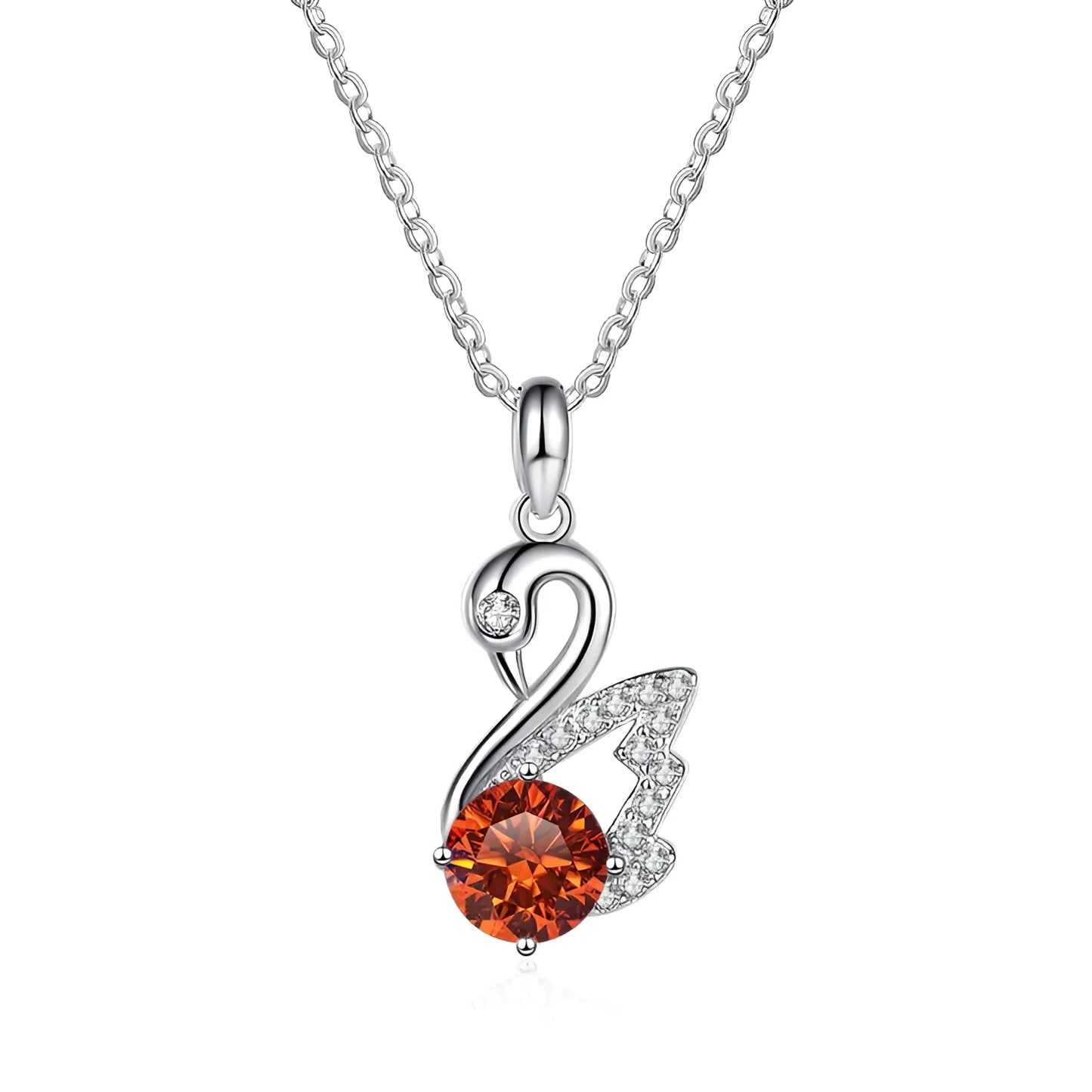 Sterling Silver Crystal Swan Pendant Necklace with Mystic Topaz
 - ModishWorld