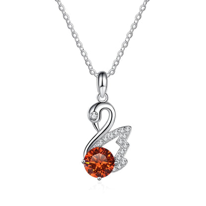 Sterling Silver Crystal Swan Pendant Necklace with Mystic Topaz
 - ModishWorld