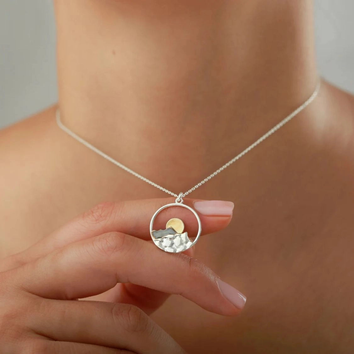 Silver Mountain Necklace: Minimalist Nature-Inspired Pendant
 - ModishWorld