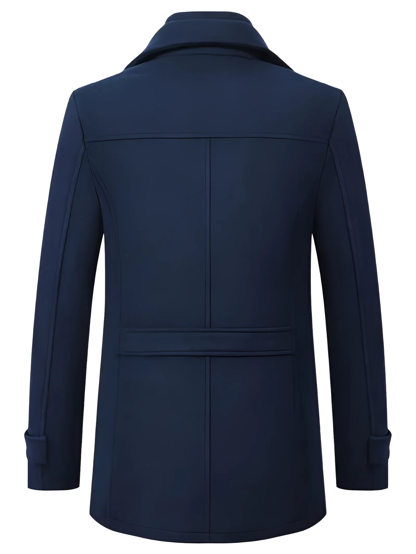 Men's Slim-Fit Navy Blue Double-Breasted Peacoat
 - ModishWorld