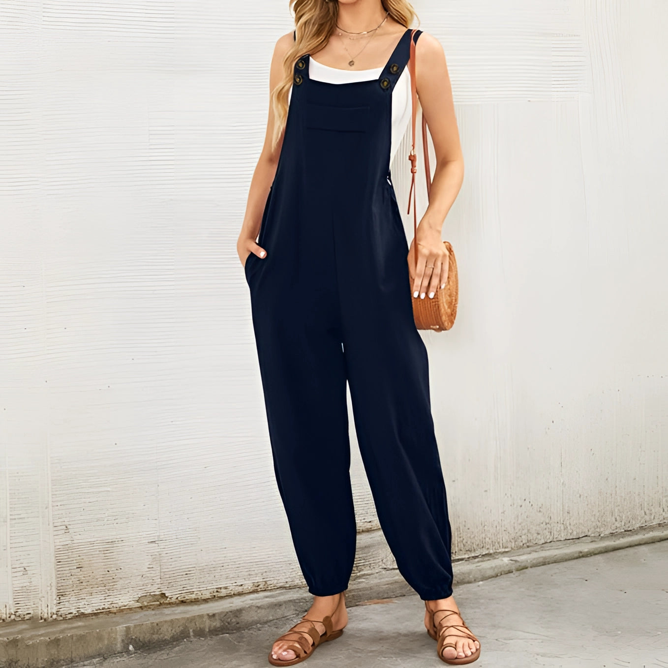 Elegant Sleeveless Navy Blue Jumpsuit for Women - Summer Fashion
 - ModishWorld