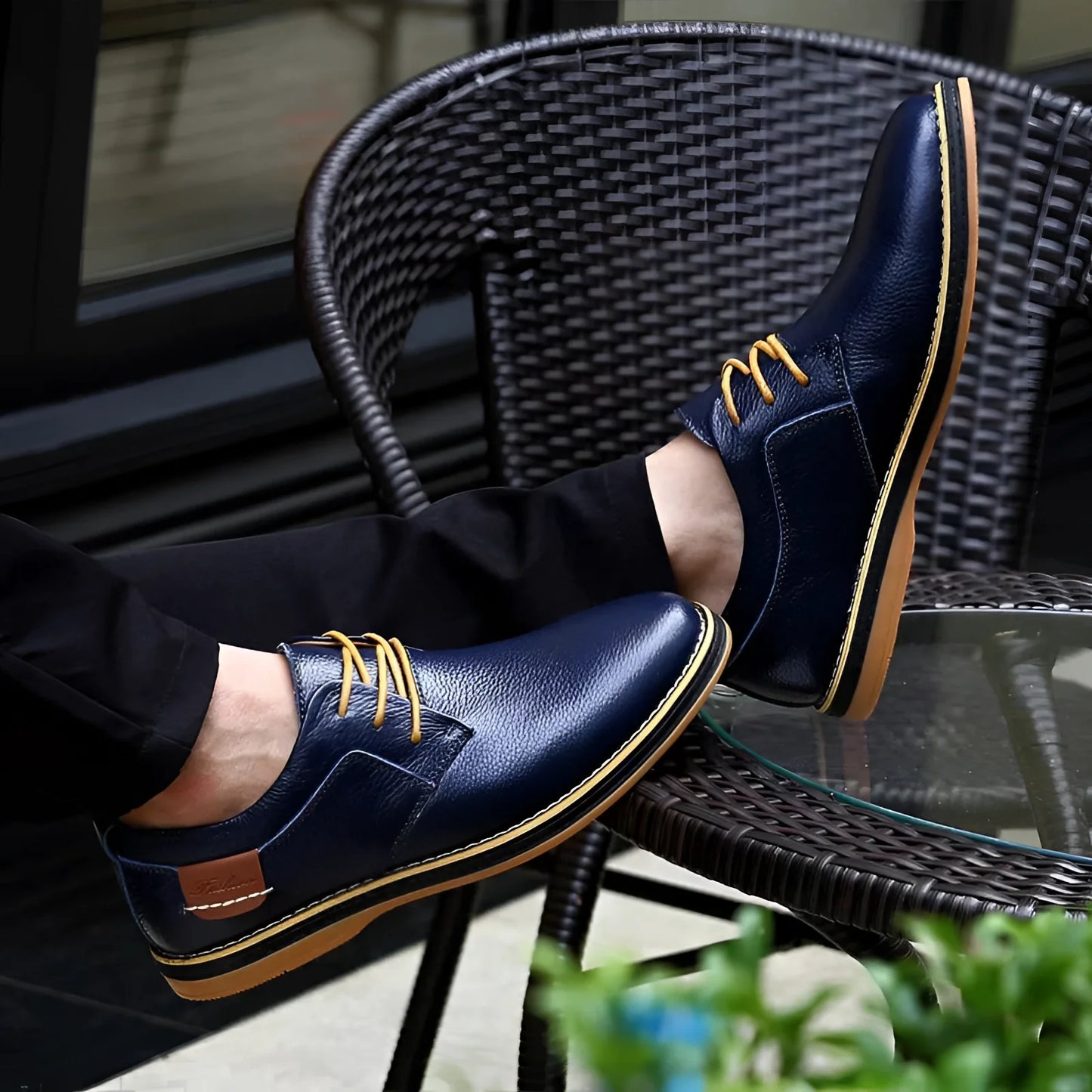 Men's Casual Navy and Gold Leather Loafers
 - ModishWorld