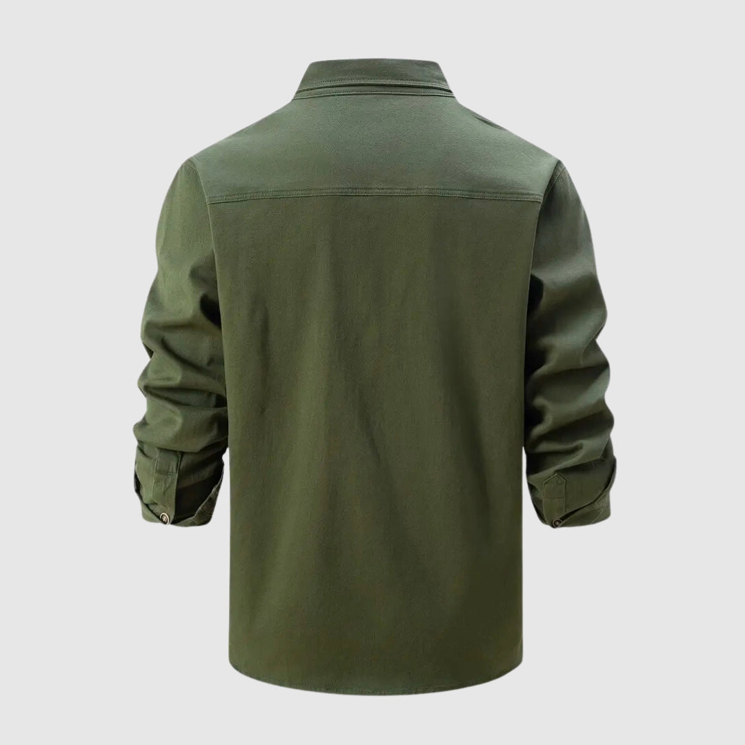 Men's Durable Olive Green Military Shirt for Fall
 - ModishWorld