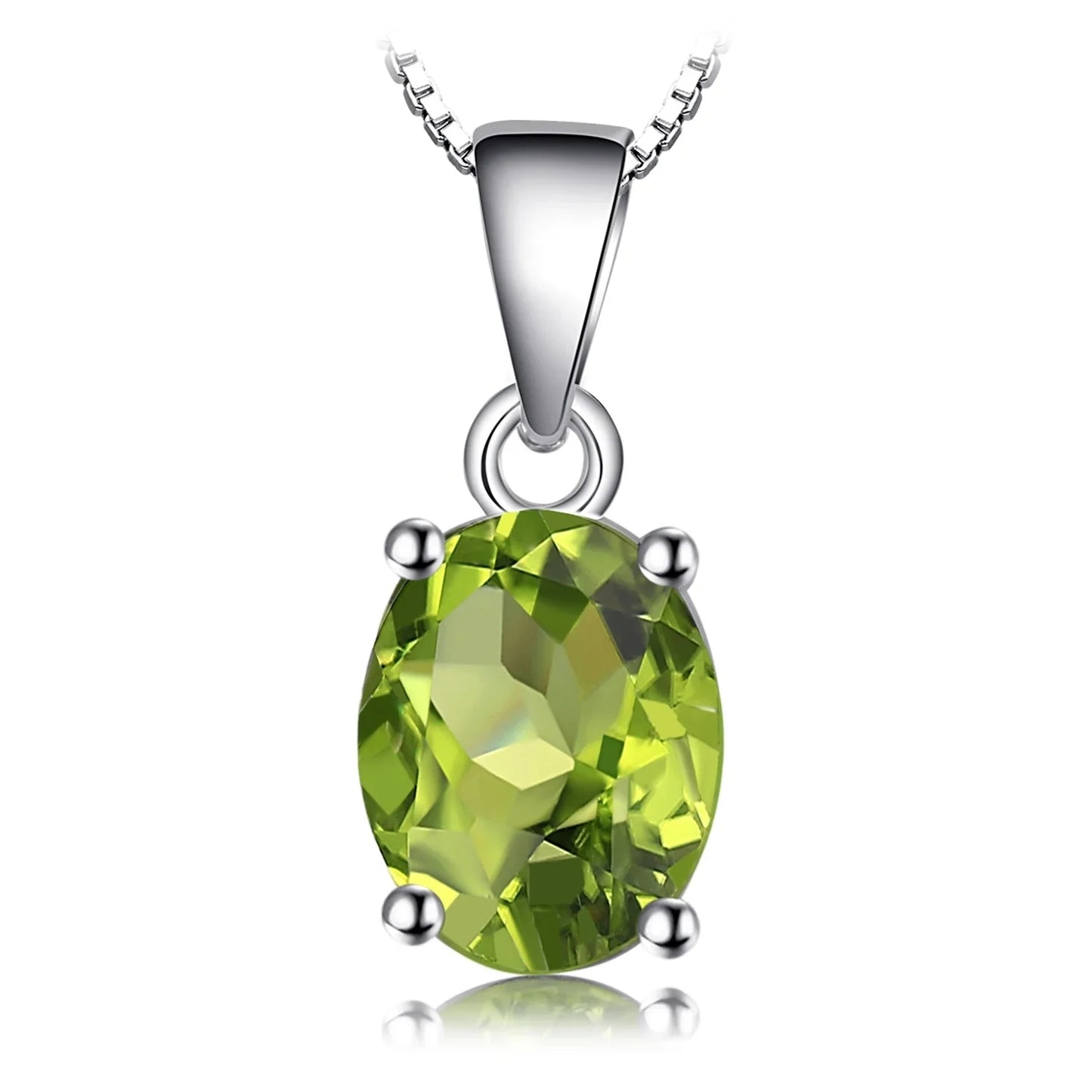 Sterling Silver Olive Green Peridot Necklace: August Birthstone
 - ModishWorld