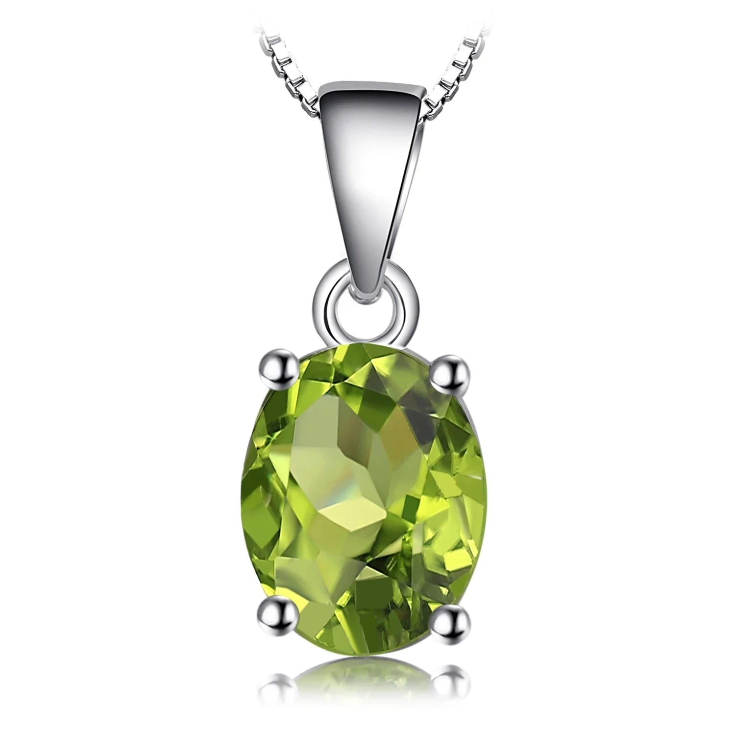 Sterling Silver Olive Green Peridot Necklace: August Birthstone
 - ModishWorld