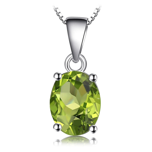 Sterling Silver Olive Green Peridot Necklace: August Birthstone
 - ModishWorld