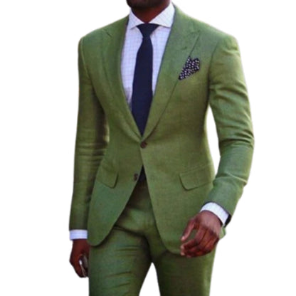 Men's Olive Green Slim-Fit Luxury Wedding & Business Suit
 - ModishWorld