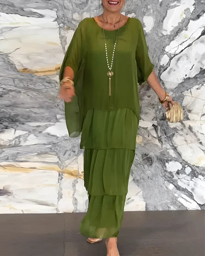 Flowy Olive Green Maxi Dress: Lightweight, Loose Fit, Perfect for Evenings
 - ModishWorld